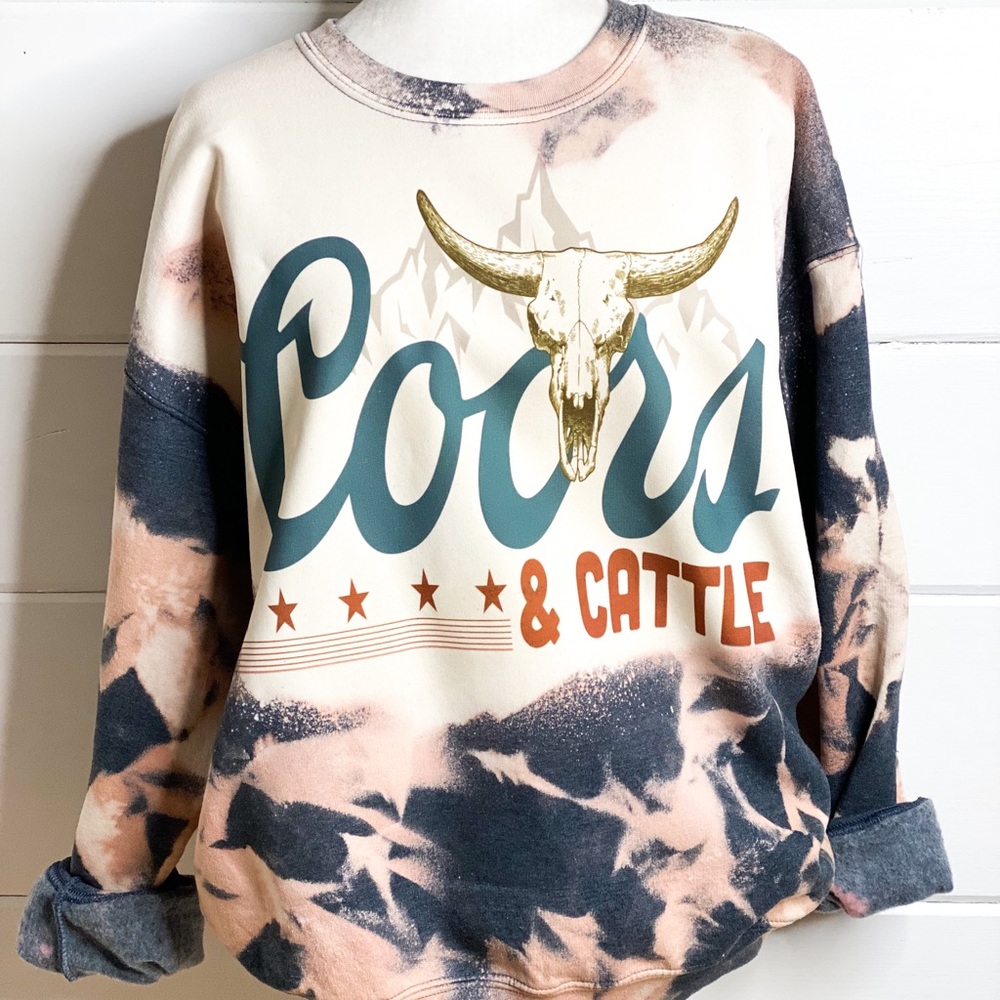 Coors & cattle western bleached sweatshirt